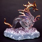 Dragon Serpent Figurine Blown Glass  Amethyst Crystals