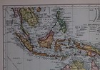 1910 Original Map Oceania Australia New Zealand Polynesia New Guinea Borneo