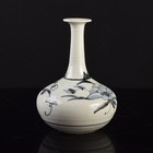 Korean Art Joseon Dynasty Goryeo White Porcelain Blue White Floral Bottle Vase