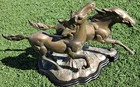 Beautiful Bronze Running Galloping Wild Horses Sculpture Handcrafted Artwork