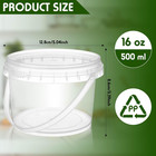 50 Pcs Clear Round Plastic Bucket With Lids Airtight Reusable  16oz