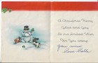 Vtg Christmas Greeting Card 4x4 75 Red Card With Black And Brown Puppies