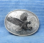 Classic Cowboys Eagle Belt Buckle Ornate Western Scroll Sportsman Vtg 80s cpa636