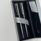 Vintage Colibri Pen And Pencil Set Silver Black Accents Euc With Box Vtg