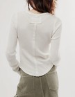 Women s Waffle Knit Tops Long Sleeve Shirts Casual Slim Fitted Crew Neck Pull   