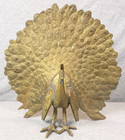 Vintage Pair Of Brass Peacock Bird Figures Maker Unknown 9-3 8  Tall