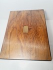 Victorian Wooden Sewing Box With Blue Velvet Interior   Full Contents   Orig Key