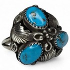 Vintage Native American Navajo Sterling Silver 925 Morenci Turquoise Ring Size 8