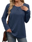 Xieerduo Women s Tops Oversized Long Sleeve T-shirt  Plain Blue  Size Xxl
