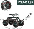 Garden Cart Rolling Work Seat W  Tool Tray Heavy Duty Scooter Gardening Planting