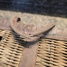 Vtg Wicker Leather Fishing Creel Cabin Rustic Decor Fly