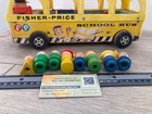 Vintage Fisher Price 990 Safety School Bus 1960s Wooden Toy Little People Lot
