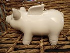 Ceramic Pig With Wings Figurine - White