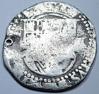 1500s Philip Ii Spanish Bolivia 1 Reales Holed Colonial Pirate Treasure Cob Coin