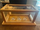 Deluxe 3 Baseball Display Case-clear Cube Baseball Holder Brown Wooden Frame