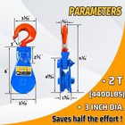 Senkeyfe 2 Ton Snatch Block With Hook  Pulley 3  2 Ton  Blue 