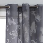 Two  2  charcoal  Cotton Blend Sheer Window Panels  Burnout Floral Design  84 l