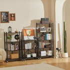 Deanic 4 Tier Foldable Storage Shelves With Wheels  Large 1 Pack  Black 