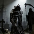 Grim Reaper Hug Collectible Statue Gothic Skull Desktop Decor Gift
