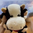 Dakin Dream Pets Cow Plush Stuffed Animal Black White Red Overalls 1983 Washable