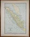 Vintage 1902 Sumatra Map 11 x14    Old Antique Original Medan Padang