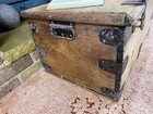 Antique Pine Chest  Vintage Wooden Storage Trunk  Blanket Box  Coffee Table  Key