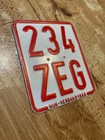 Rare 1985 German Bike Moped  Motorcycle License Plate 234 Zeg Free Shipping