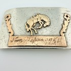 Vintage Ricardo Nickel Silver Bucking Horse Cowboy Western Belt Buckle