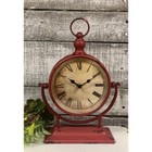 New Primitive Clock Country Red Aged Look Chippy Rustic 10 75  T X 8 5  W X 3  D