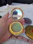 Stratton England Gold Tone Star Back Scalloped Powder Makeup Compact