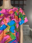 Vintage 60 s Hawaiian Dress Psychedelic Muumuu Tropical Watercolor Dayglow Tiki