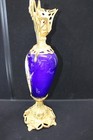 Porcelain And Brass French Art Nouveau Style Cobalt Blue Ewer  447 