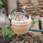 Wicker Bike Basket For Small Dogs Cats Pet Carrier Front Basket With Wire Mes   