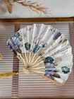 Vintage Chinese Ink-wash Hand Fan - Bamboo Seashell Fan  Summer Cool gift decor