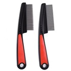 Iluadme 2 Pieces Fine Tooth And Wide Dog Grooming Comb Black Red Color