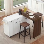 Rolling Kitchen Island With Extendable Dining Table Concealed Trash Storage