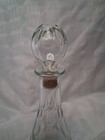 Vintage Clear Glass Decanter Bottle Cork Glass Stopper Optic Ribbed Panel