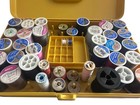 2 Vtg Wil-hold Full Storage Cases Sewing Thread Bobbin Buttons Harvest Gold