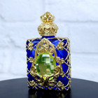 Art Deco Perfume Bottle With Uranium Cabochon Czech Blue Glass Perfume Vial