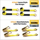 4 Pack Car Tie Down Straps For Trailers With Flat Hooks Car Hauler Ratchet Strap