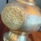 Vintage Brass Dallah Coffee Pot Ewer Etched Floral Middle Eastern Pitcher 15   