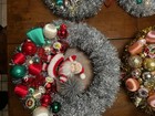 Artificial Christmas Santa Tinsel Wreath Silver red green gold 24 In Decor