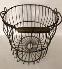 Rustic Egg Basket Metal Wood Handle Home Decor Outside Farm Chippy Cottage Core