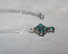 Southwestern Native American Vtg Signed Sterling Silver Malachite Cross Necklace
