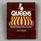 Vintage 4 Queens Hotel Casino Matchbook Las Vegas Nevada Full Unstruck Book