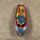 Vintage 1970s Chinese Tin Litho Friction Speed Boat Racing  7 With Driver