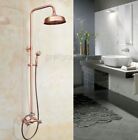Antique Copper Brass Rain Shower Faucet Set Dual Handle Mixer Tap Prg521