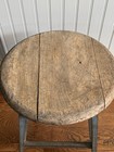 Vintage Industrial Stool Metal Base Wood Workshop Seat 18  Round Primitive