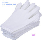 Medium White Cotton Gloves - 12 Pairs For Handling Coins Cds And Films