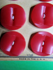 Vintage Red Early Plastic  6  2-hole Buttons   Buckle Set Nos Card-e552
